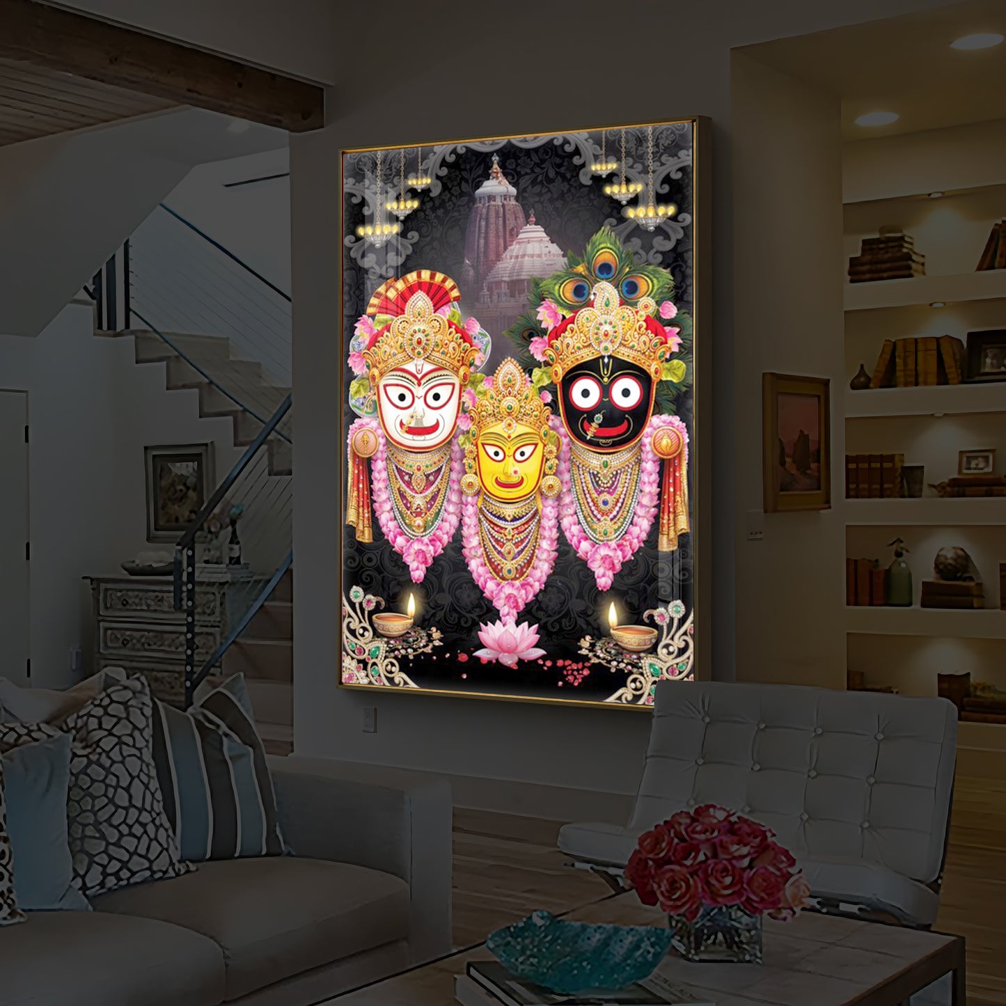 Lord Jagannath Modern Luxury Backlight Vertical Wall Art