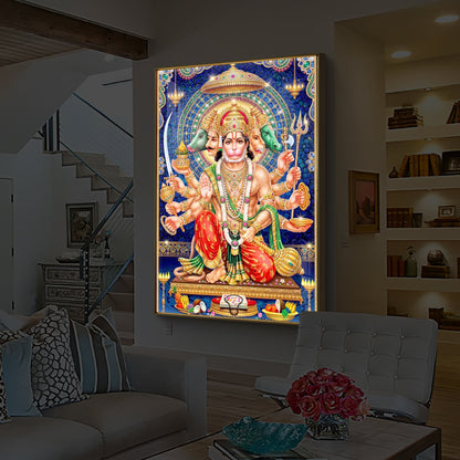 Panchamukhi Hanuman Ji Modern Luxury Backlight Vertical Wall Art