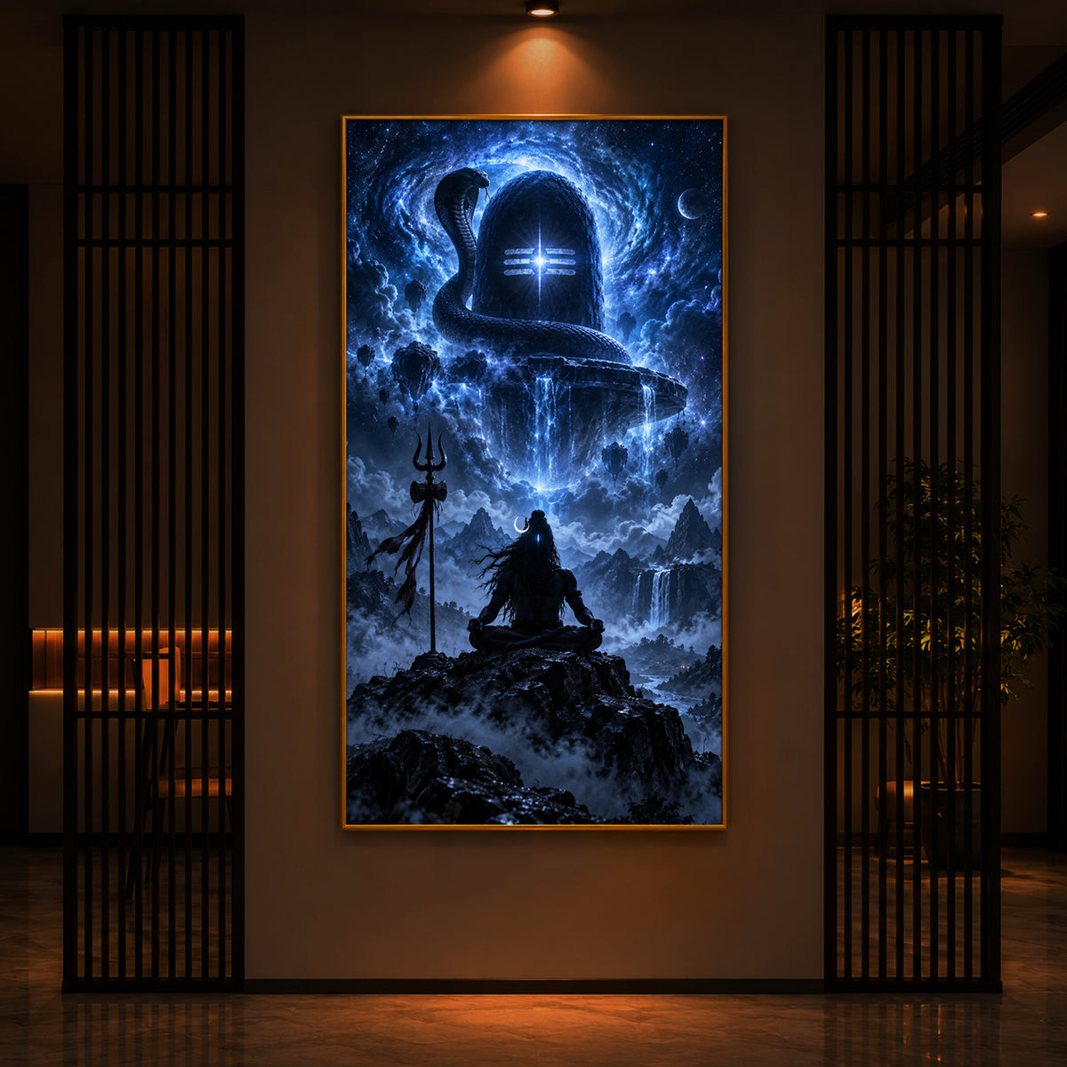 Shiva Cosmic Glow Modern Luxury Backlight Vertical Wall Art