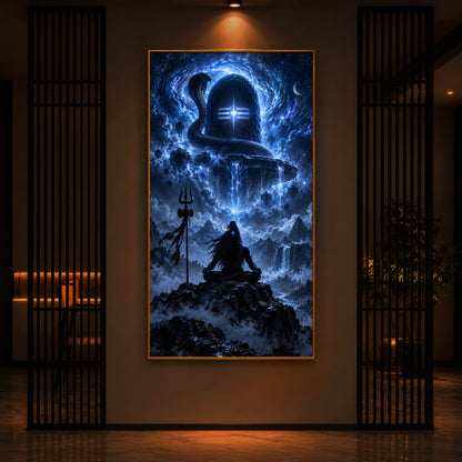 Shiva Cosmic Glow Modern Luxury Backlight Vertical Wall Art