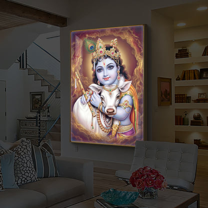 Sri krishna God Modern Luxury Backlight Vertical Wall Art
