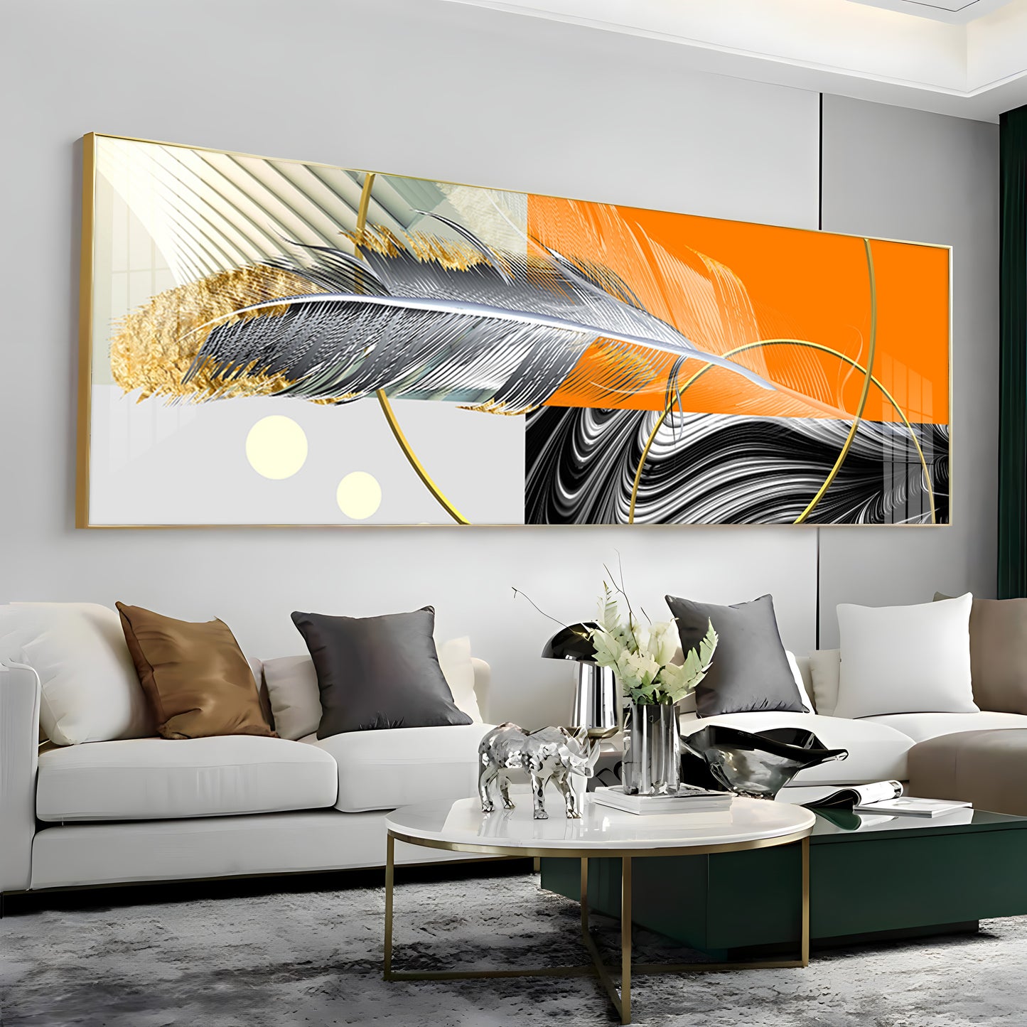 Feather Glow Delight Premium Acrylic Horizontal Wall Art