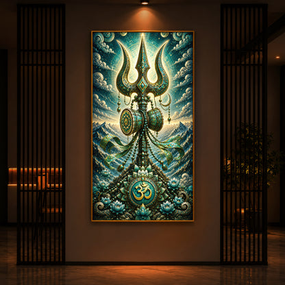 Lord Shiva's Trishul  Modern Luxury Backlight Vertical Wall Art