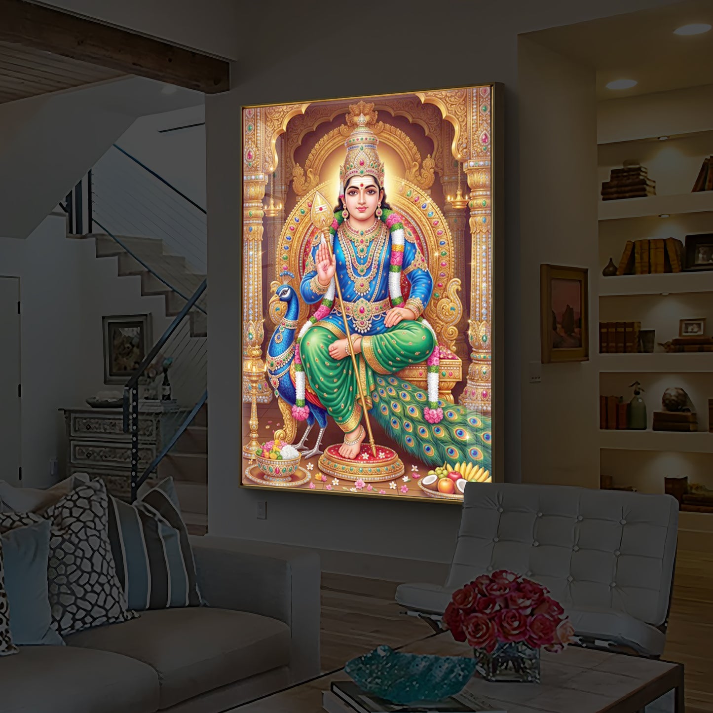 Muruganthunai Modern Luxury Backlight Vertical Wall Art