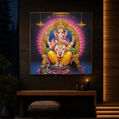Divine Ganesh JI Modern Luxury Backlight Square Wall Art