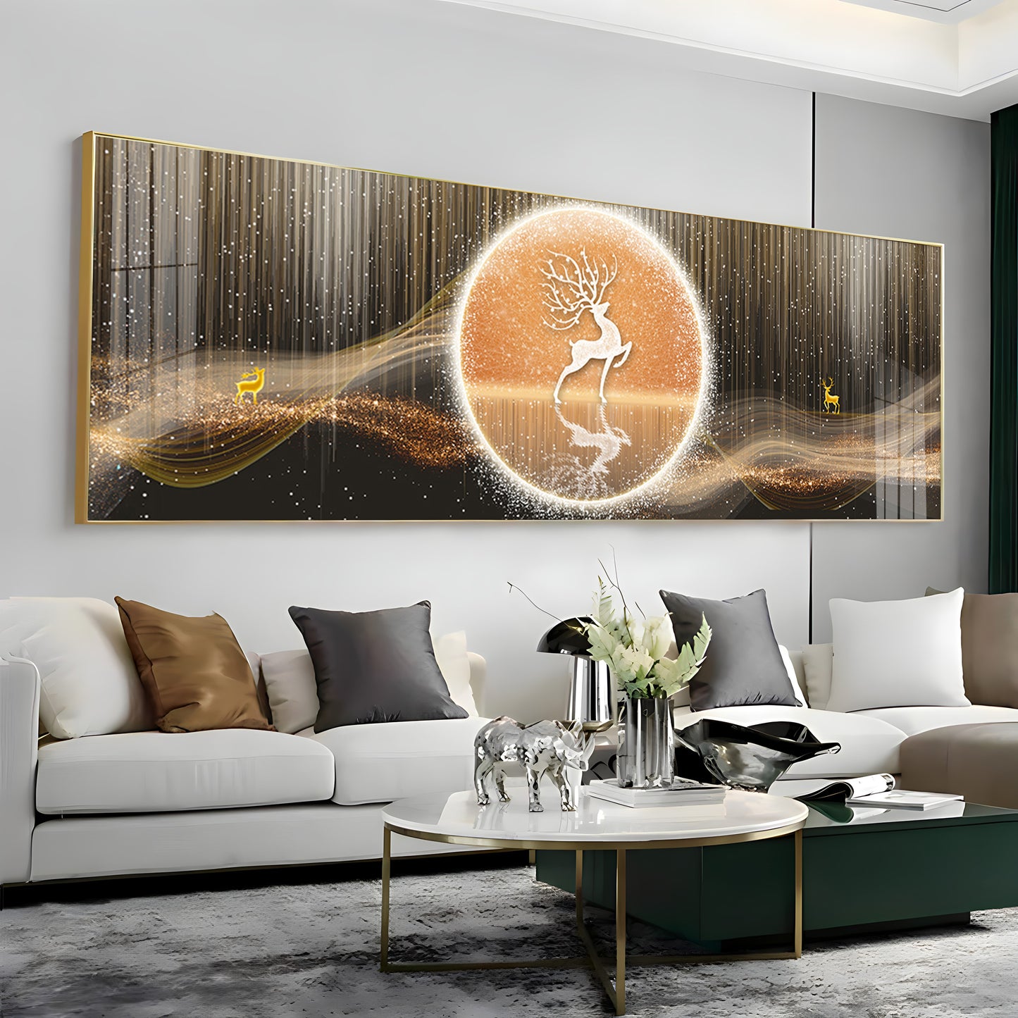 Deer In The Golden Halo Premium Acrylic Horizontal Wall Art