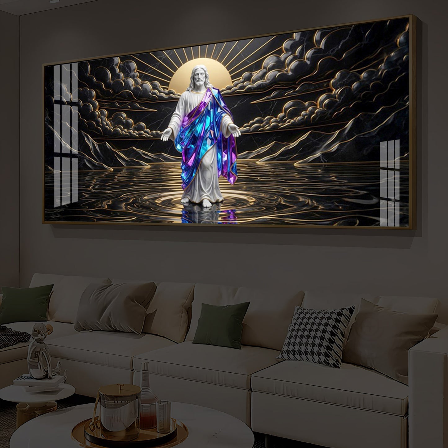 Jesus Christ Modern Luxury Backlight Horizontal Wall Art