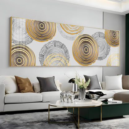 Elegant Gold and Black Rings Premium Acrylic Horizontal Wall Art