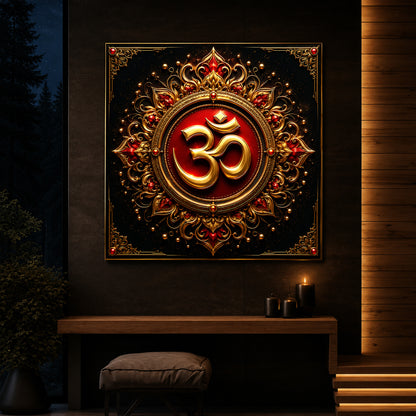 Beautiful Om Symbol Modern Luxury Backlight Square Wall Art