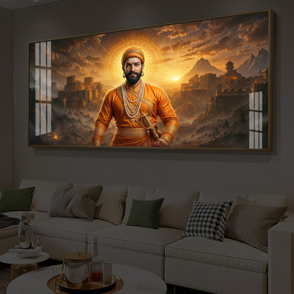 Chhatrapati Shivaji Maharaj Modern Luxury Backlight Horizontal Wall Art