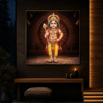 Divine Lord Murugan Modern Luxury Backlight Square Wall Art