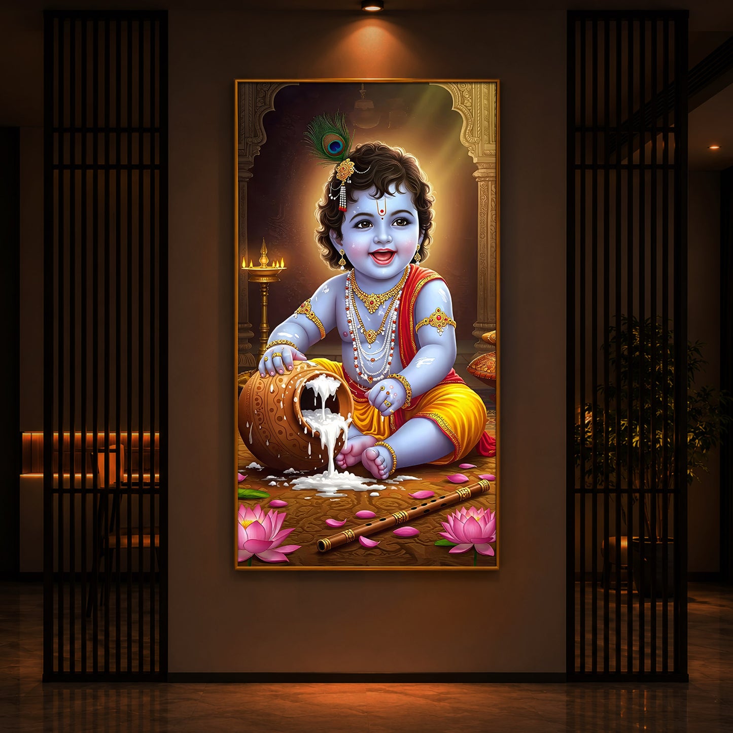 Bal Krishna Modern Luxury Backlight Vertical Wall Art