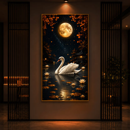 White Swan Modern Luxury Backlight Vertical Wall Art