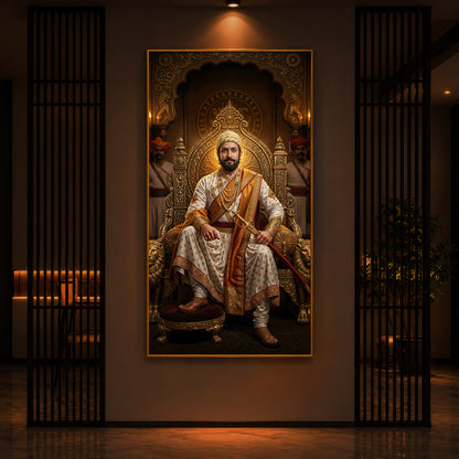 Shivaji Maharaj Modern Luxury Backlight Vertical Wall Art
