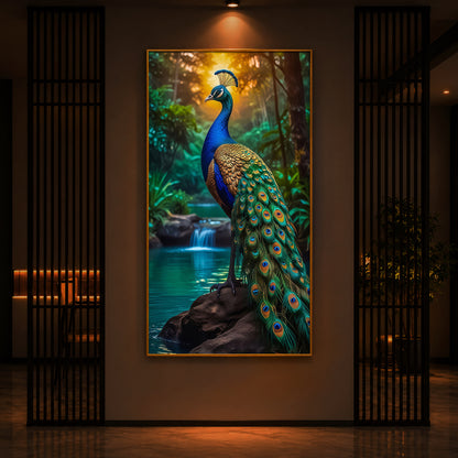 The Peacock Modern Luxury Backlight Vertical Wall Art