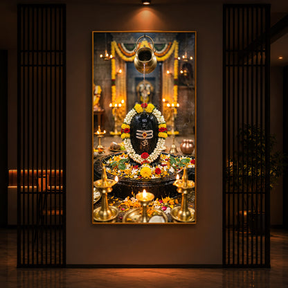 Somnath Jyotirlinga Modern Luxury Backlight Vertical Wall Art