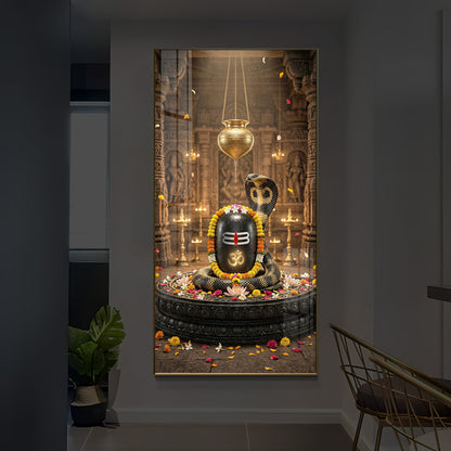 Om Namah Shivayah Modern Luxury Backlight Vertical Wall Art