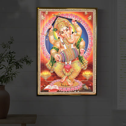 Hindu Bhagwan Ganesh Ji Modern Luxury Backlight Vertical Wall Art