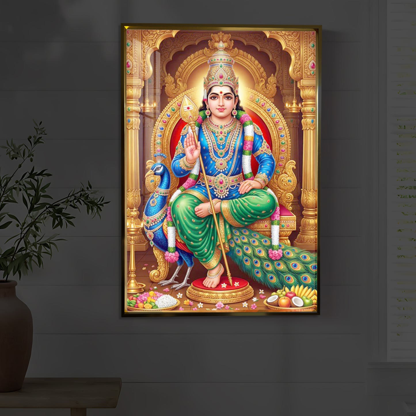 Murugan Bhagwan Modern Luxury Backlight Vertical Wall Art