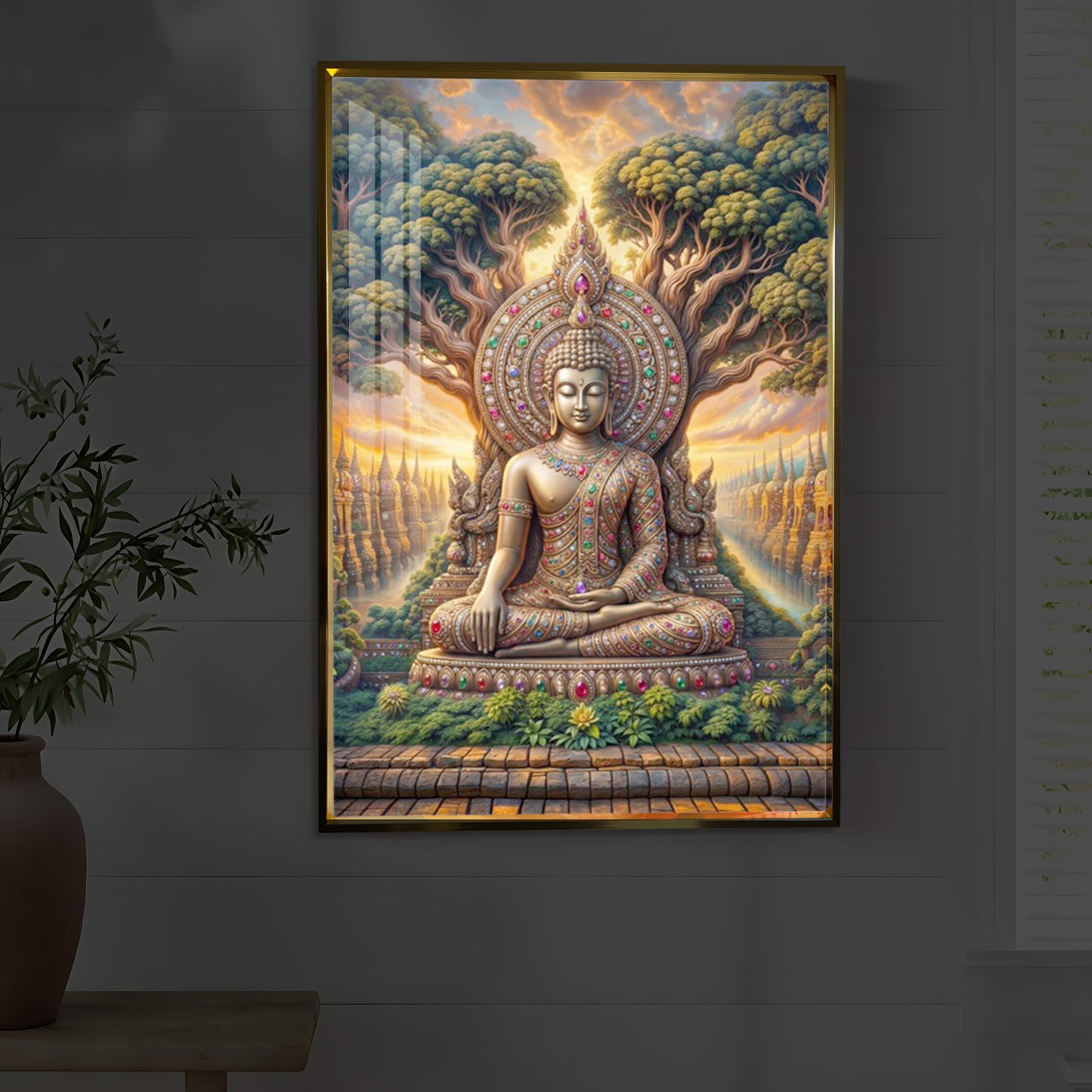 Elevation Buddha Modern Luxury Backlight Vertical Wall Art