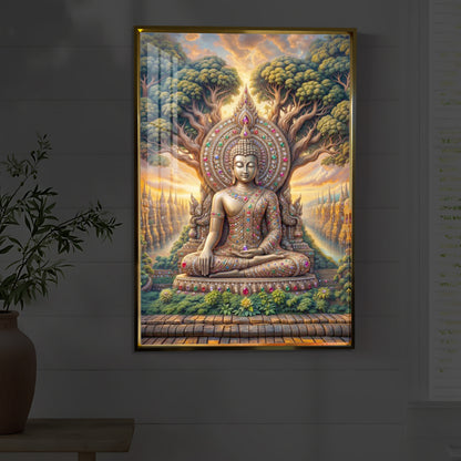 Elevation Buddha Modern Luxury Backlight Vertical Wall Art