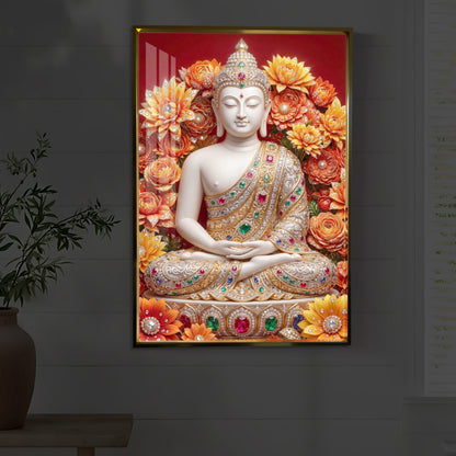 Buddha Bless Modern Luxury Backlight Vertical Wall Art
