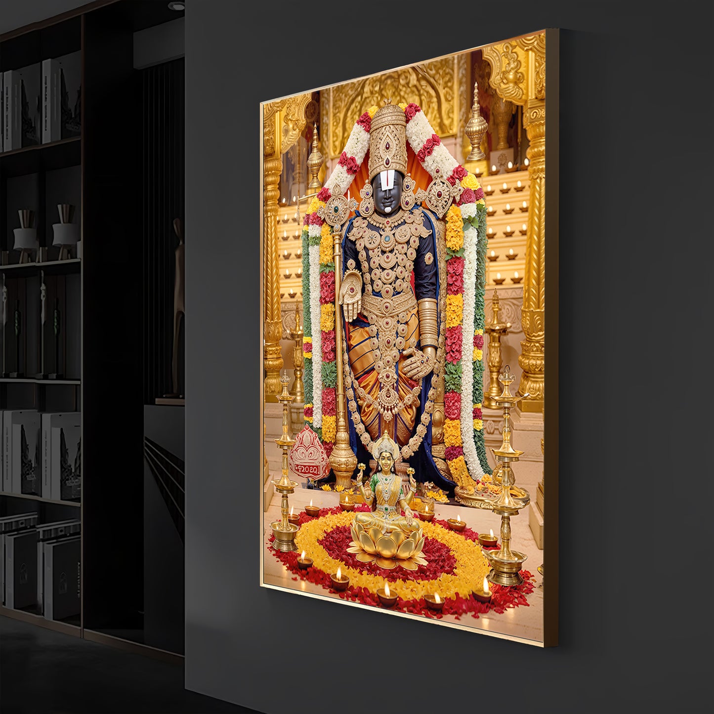 Tirupati Balaji Modern Luxury Backlight Vertical Wall Art