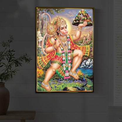 Hindu God Lord Hanuman Ji Modern Luxury Backlight Vertical Wall Art