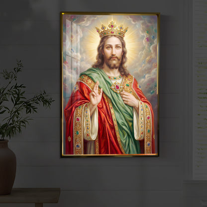Christ The King Jesus Modern Luxury Backlight Vertical Wall Art