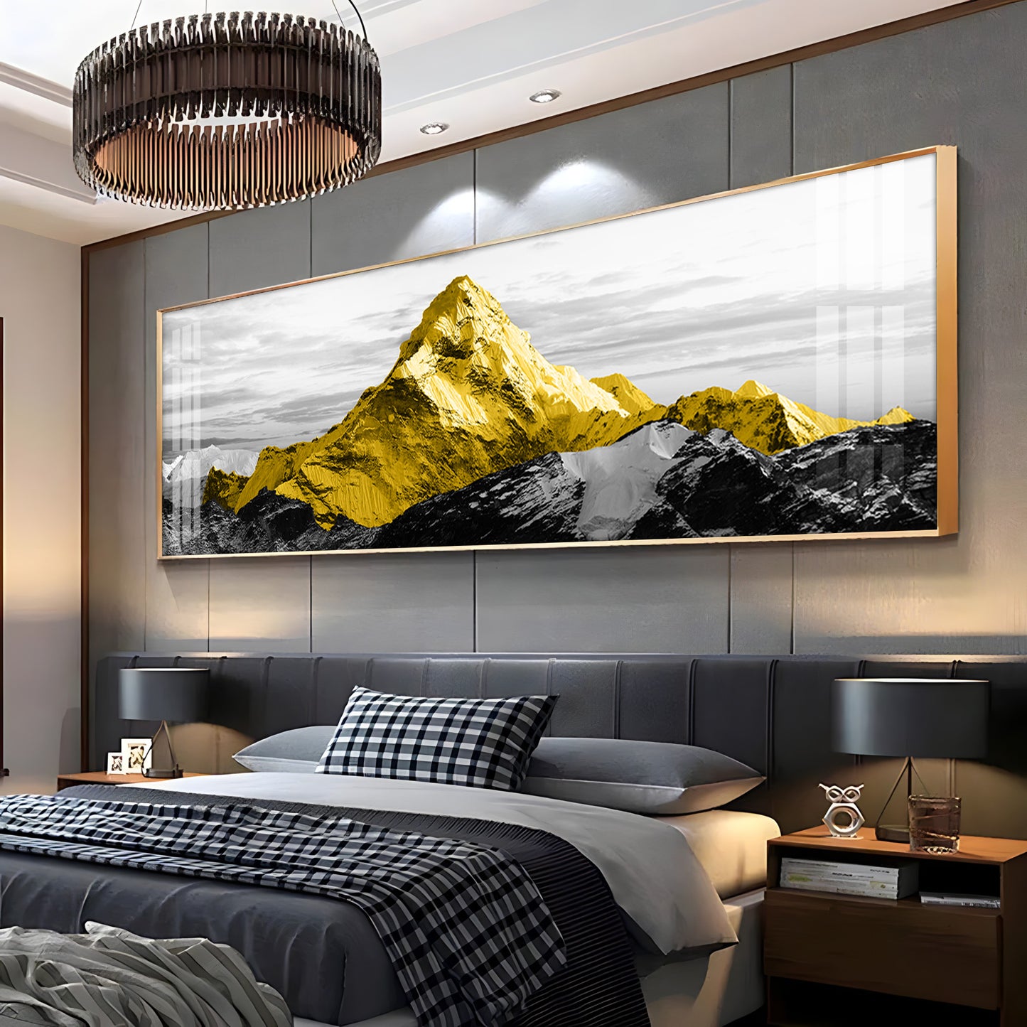 Elegant Yellow Mountains Premium Acrylic Horizontal Wall Art