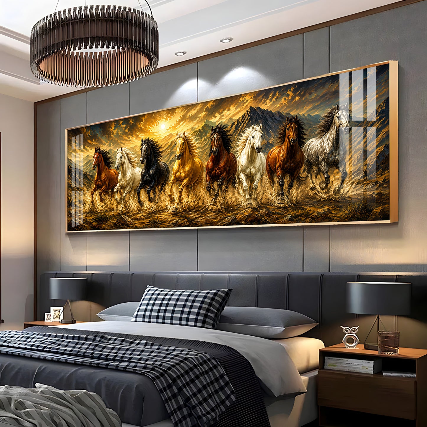Eight Horses Mountains Premium Acrylic Horizontal Wall Art