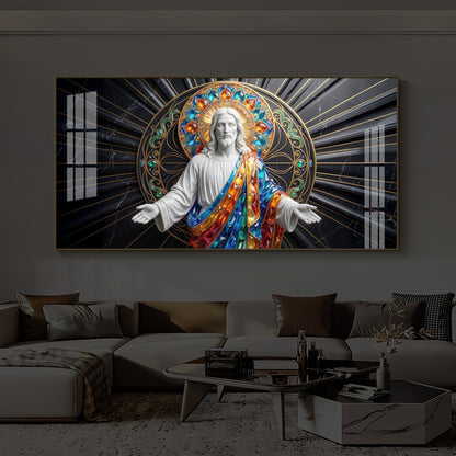 Divine Jesus Modern Luxury Backlight Horizontal Wall Art