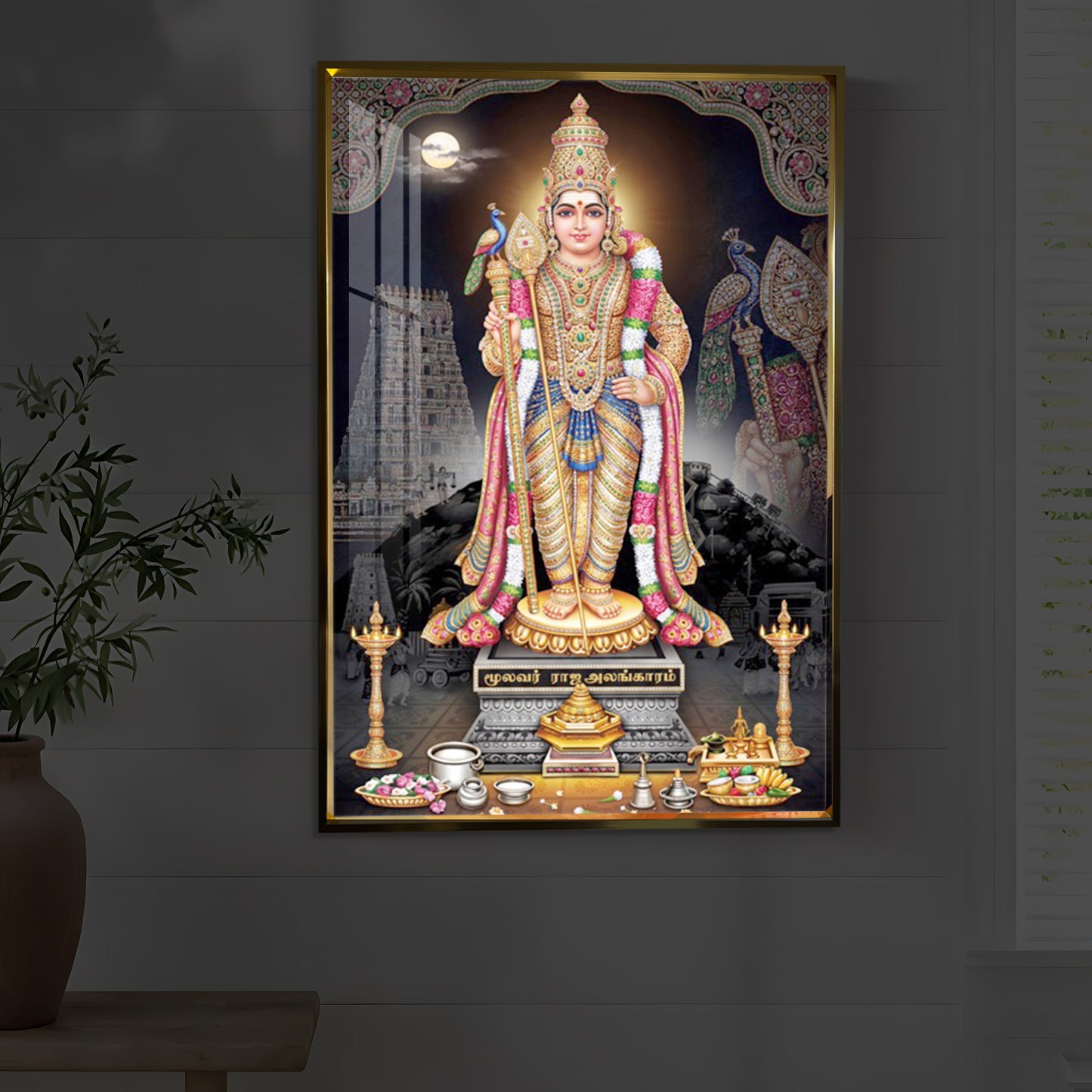 Lord Kartikeya Modern Luxury Backlight Vertical Wall Art