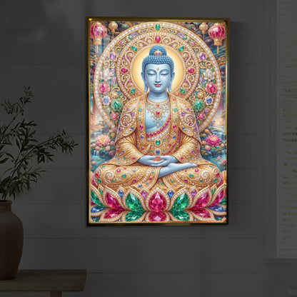 Buddha Blessing Modern Luxury Backlight Vertical Wall Art