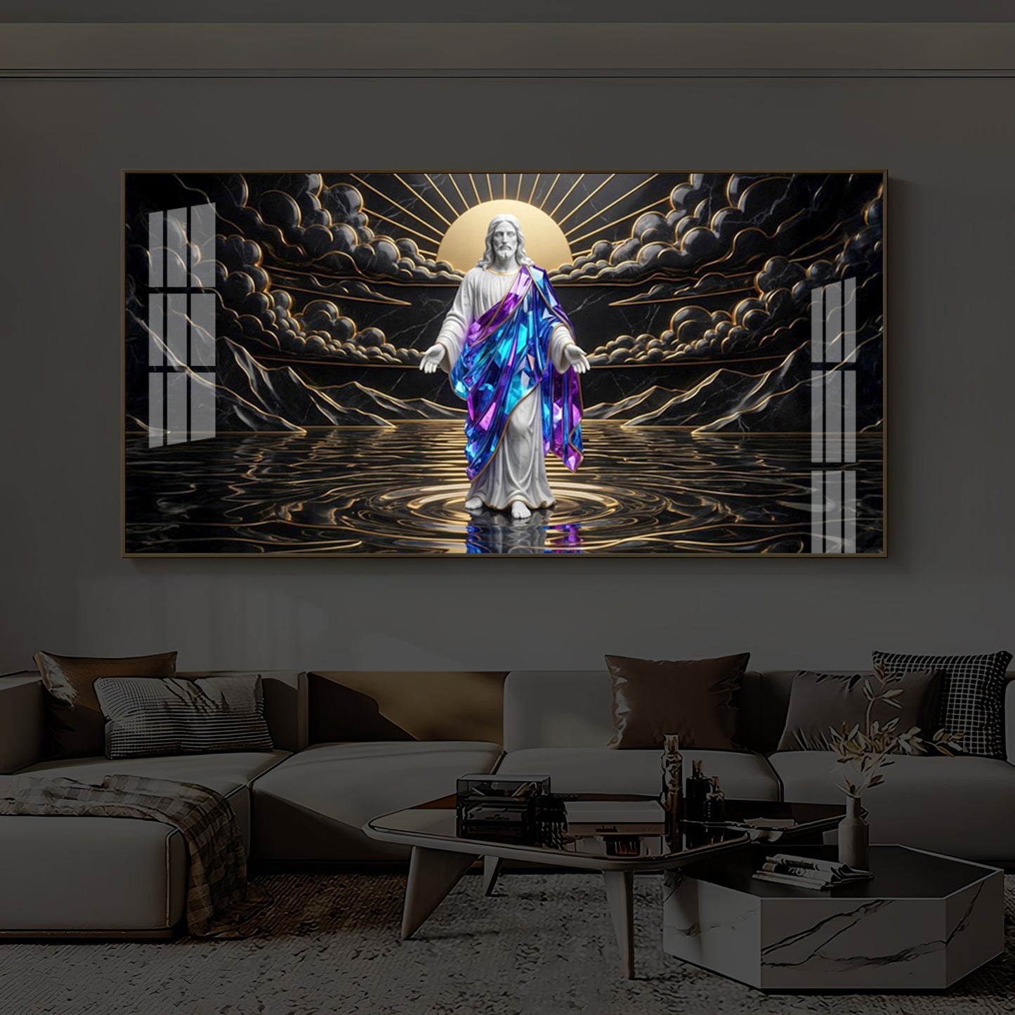Jesus Christ Modern Luxury Backlight Horizontal Wall Art