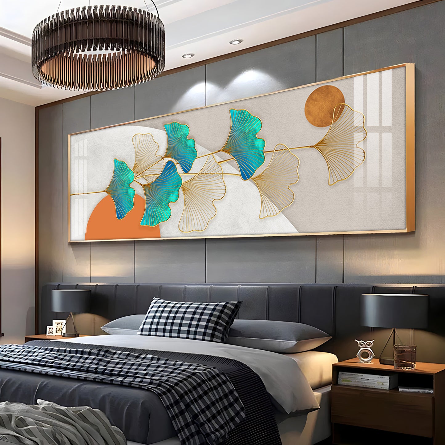 Blue & White Leaf Premium Acrylic Horizontal Wall Art