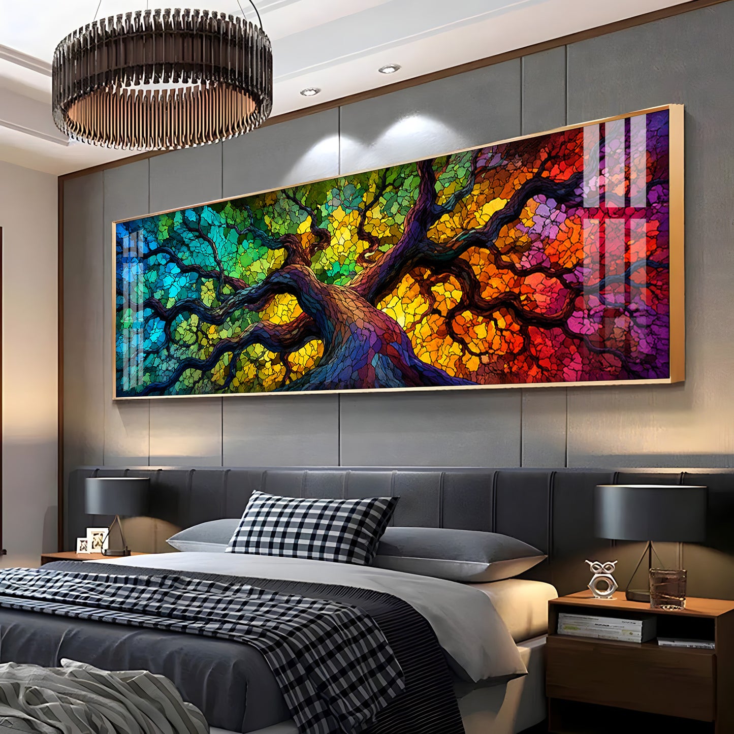 Colorful Mosaic Tree Premium Acrylic Horizontal Wall Art