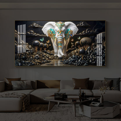 Majestic Elephant Modern Luxury Backlight Horizontal Wall Art