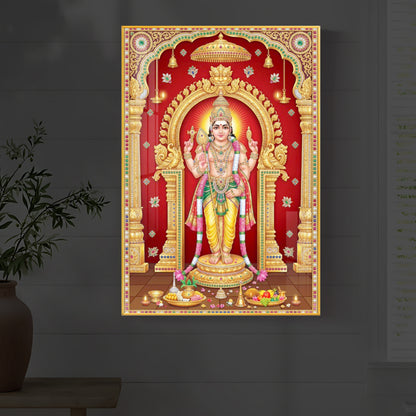 Son of Shiva Lord Murugan Modern Luxury Backlight Vertical Wall Art