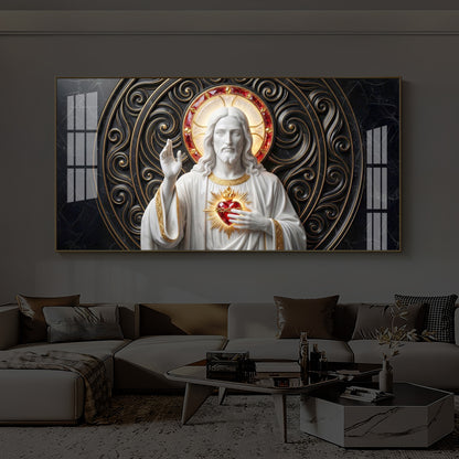 Heart Of Jesus Modern Luxury Backlight Horizontal Wall Art