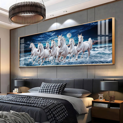 High-Quality Vastu Seven Running Horse Premium Acrylic Horizontal Wall Art