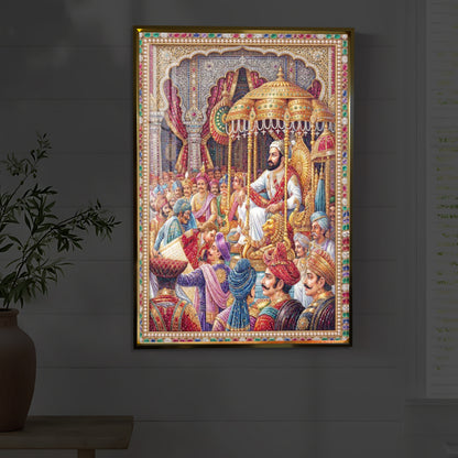 Darbar of Chhatrapati Shivaji Maharaj Modern Luxury Backlight Vertical Wall Art