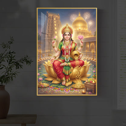 Lakshmi Ji Modern Luxury Backlight Vertical Wall Art
