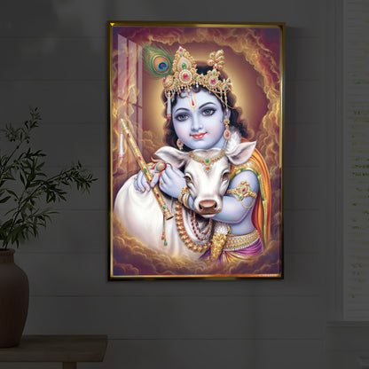 Sri krishna God Modern Luxury Backlight Vertical Wall Art