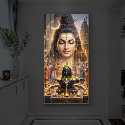 Lord Shiva Modern Luxury Backlight Vertical Wall Art