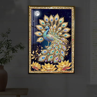 Majestic Vastu Peacock Modern Luxury Backlight Vertical Wall Art