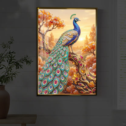 Majestic Peacock Modern Luxury Backlight Vertical Wall Art