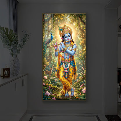 Loving Krishna Modern Luxury Backlight Vertical Wall Art