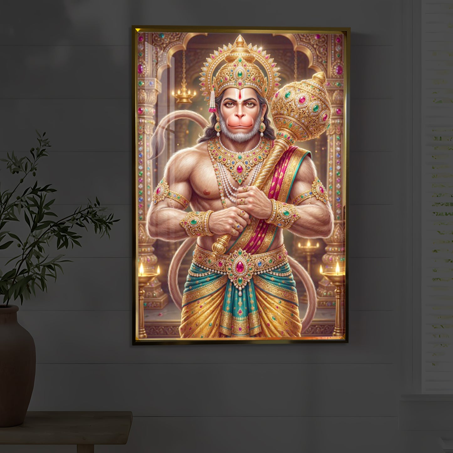 Jay Bajarangbali Modern Luxury Backlight Vertical Wall Art