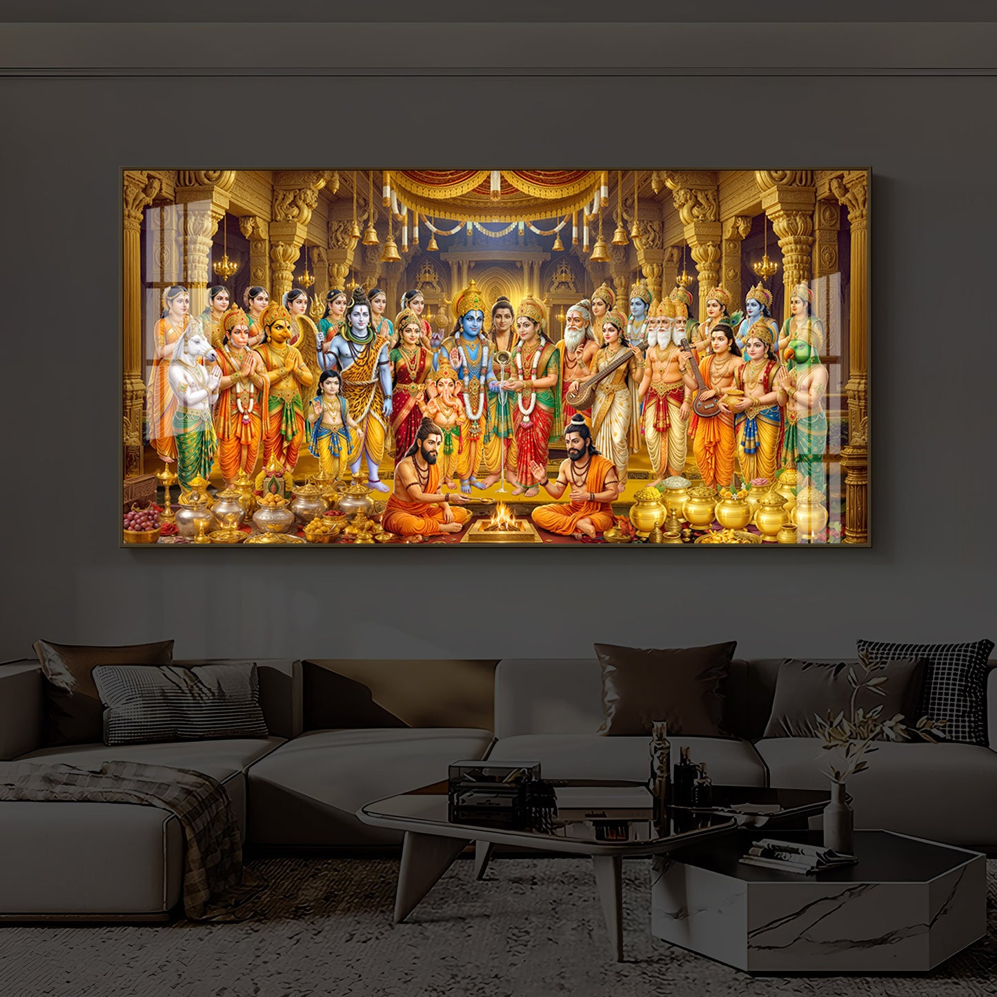 Srinivasa Kalyanam Modern Luxury Backlight Horizontal Wall Art
